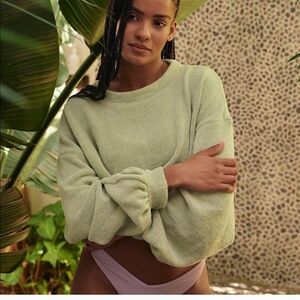 Free People Beach Seafoam Green Happy Chenille Pullover Top